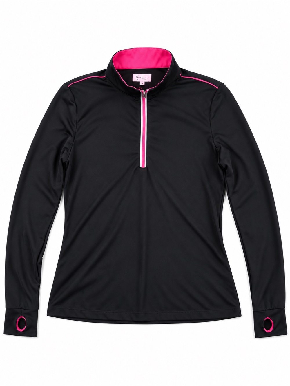 Greg Norman PlayDry Black Pink Quarter Zip Golf Pullover Medium